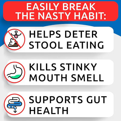 No Poo Chews for Dogs - Coprophagia & Stool Eating Deterrent with Probiotics, Digestive Enzymes & Breath Aid Support - Stop Dog Poop Eating - Made in USA - 120 Soft Chews - Duck Liver