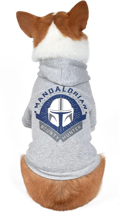 Star Wars for Pets The Mandalorian Dog Hoodie with Leash Attachment Hole, Officially Licensed Star Wars Dog Apparel, Machine Washable Polyester, Grey, Size Extra Large