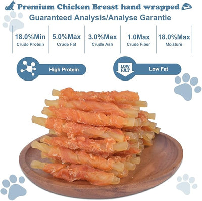 Dog Treats Soft Chews Rawhide Free Chicken Wrapped Cod Sticks for Puppy Training Snacks Dog Chews Treats 0.5lb/227g