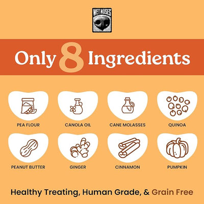 Wet Noses Organic Crunchy Dog Treats Grain Free – All-Natural, Human-Grade, Non-GMO, Healthy Training & Delicious Snacks for Dogs, for All Dog Sizes & Breeds – Pumpkin & Quinoa, 14oz (2 Pack)