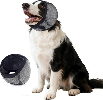 Dog Calming Hoodie,Ear Wrap Hematoma for Dogs,Dog Ear Muffs Noise Protection, Adjustable Head Cover for Anxiety Relief (Grey, Medium(Head Circle:14"-19",Weight:39-66 lb))