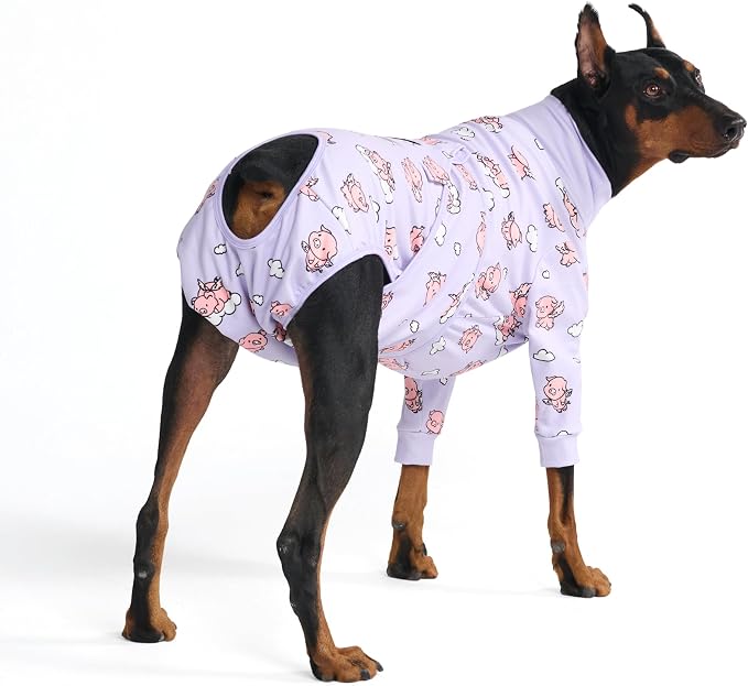 Spark Paws Dog Surgery Recovery Suit – Dog Recovery Suit After Surgery, Anti-Lick Dog Onesie, Abdominal Wound Protector, Soft Cone Alternative for Spay Neuter Male Female Pet Recovery - Pigs Fly - 3XL