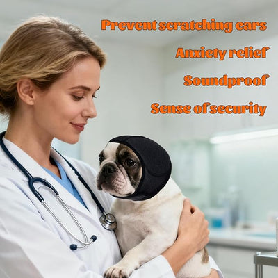 Rbenxia Dog Ear Muffs Dog Quiet Ear Cover for Hematoma, Bathing, Drying, Swim& Noise Anxiety, No Shake Ear Wrap for Grooming Reusable Dog Ear Protection for Calming (Grey, Medium)