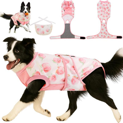Soft Dog Surgery Recovery Suit for Female/Male Spay/Neuter, Bandana Set Included, E-Collar Cone Alternative, Large Dogs Onesie Full Body Surgical Suits After Spayed Neutered, Medical Pet Bodysuit, L