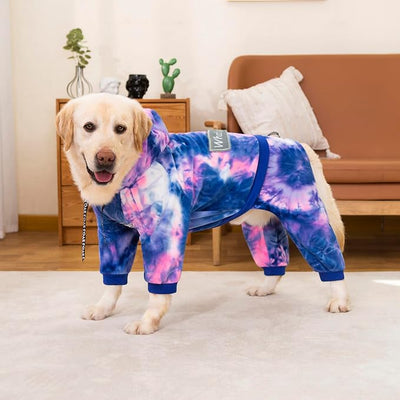 Dog Hoodies Winter Coat for Large Medium Dogs, Pullover 7 Legs Warm Coat Hooded Sweatshirt, Fleece Hoodie for Cold Weather (Bandhnu Pink, 6X-Large)