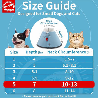 Agape Soft Dog Cone for Small Dogs & Cats, Recovery Collar to Stop Licking | Comfy E-Collar Alternative for Puppies, Adjustable Cloth Cone After Surgery, Protective Neck Cone for Kittens, Washable