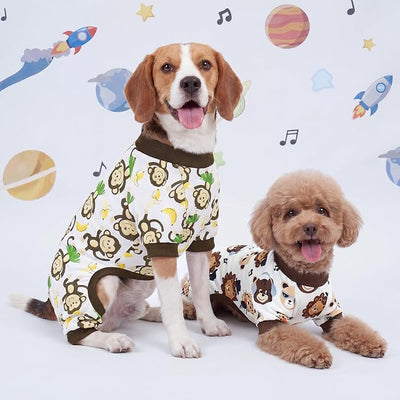 XPUDAC 4 Pack Dog Pajamas Comfy Strechy Doggie Pjs Puppy Clothes for Small Medium Dogs Boy Girl Cat Pet Outfits, M