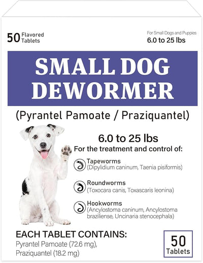 De-Wormer for Puppies and Small Dogs, Dewormer Chewables, (pyrantel pamoate/praziquantel) Controls Tapeworms, Roundworms & Hookworms, Easy to Administer Canine Worm Treatment