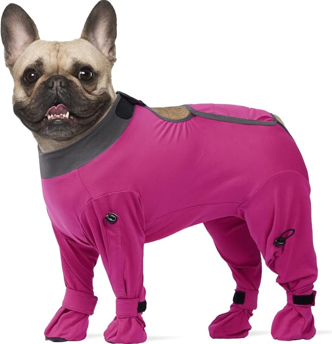 ROZKITCH Post-Surgery Dog Recovery Suit, Anti-Licking Bodysuit for Dogs, Neuter & Spay Recovery Shirt, Full Coverage Surgical for Medium Dogs, Cone Alternative Four-Sleeve Rosered L