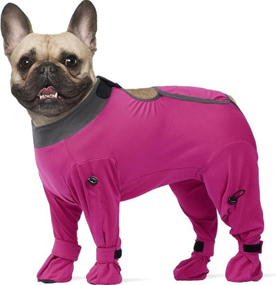 ROZKITCH Post-Surgery Dog Recovery Suit, Anti-Licking Bodysuit for Dogs, Neuter & Spay Recovery Shirt, Full Coverage Surgical for Medium Dogs, Cone Alternative Four-Sleeve Rosered L