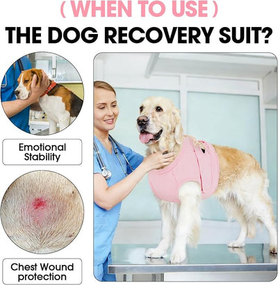 BRKURLEG Chest Recovery Suit for Dogs, Dog Chest Wound Cover, Breathable & Soft Pet Surgery Recovery Suit, Anti-Licking Wound Vest, Not for Spay/Neuter Surgeries, Pet Cone Alternative, Pink S