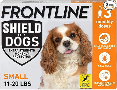 FRONTLINE Shield Flea & Tick Treatment for Small Dogs 11-20 lbs., Count of 3
