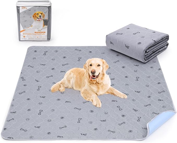 Pee Pads for Dogs Washable,34x52 Reusable Puppy Pads, Absorbent Whelping Pads with Bone Print, Non-Slip Waterproof Pet Training Pads for Couch, Crate, Potty Training