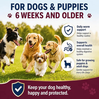 Dog DeWormer for Dogs 7-Way Dewormer for Tapeworms, Roundworms & Hookworms in Puppies,Medium Dogs &Large Dogs (Over 10 lbs), Easy-to-Use,50 Tablets