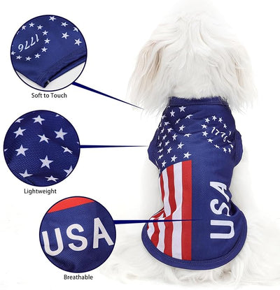 American Flag Inspired Dog Vest: Perfect Dog Shirt, Ideal Tank Top for Everyday Wear, Independence Day Celebrations Quality Materials for a Cute and Stylish Look Blue USA XL