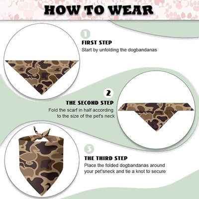 KEIAHUAN Dog Bandana Washable Reversible Handkerchief Duck Camo Hunting Breathable Dog Scarf Triangle Bibs for Small Medium Large Dogs Boy