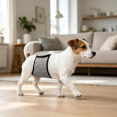 Mkono Male Dog Belly Band Wraps Washable Dog Diapers Male for Small and Medium Dogs, Waist 14.2 Inches to 20 Inches(3 Pack,Blue,Black,Gray)