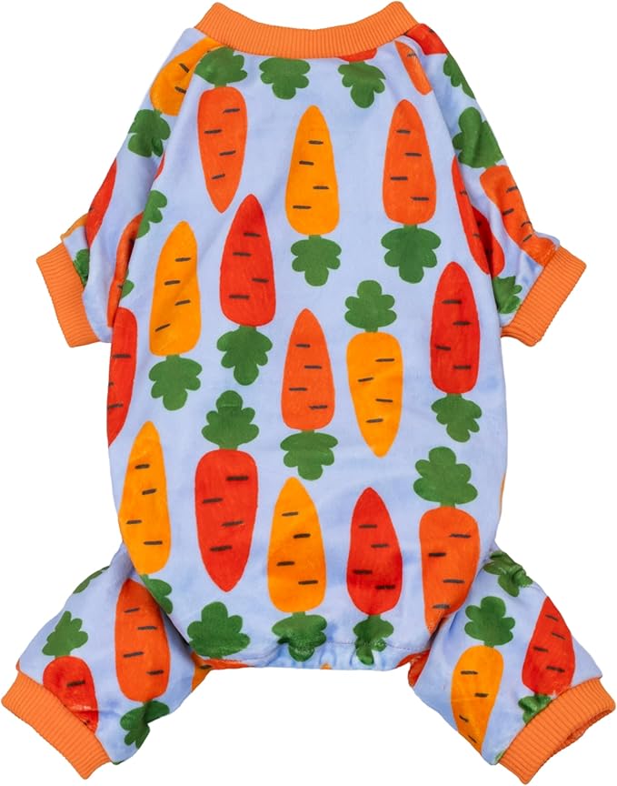 Fitwarm Carrot Dog Flecce Pajamas, Funny Easter Outfit for Small Dogs Boy Girl, Cute Pet Clothes, Blue, Orange, Red, Green, Medium