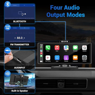 Wireless Apple Carplay Screen for Car with 4K Dash Cam, 10.26" Portable Apple Carplay & Android Auto, HD Touchscren with 1080p Backup Camera, Mirror Link/Voice Control/Music Play/GPS Navigation