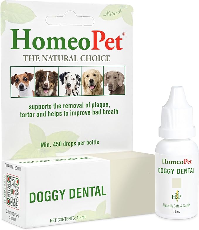 HomeoPet Doggy Dental Safe Gentle and Natural Tooth and Dental Care for Dogs 15 Milliliters