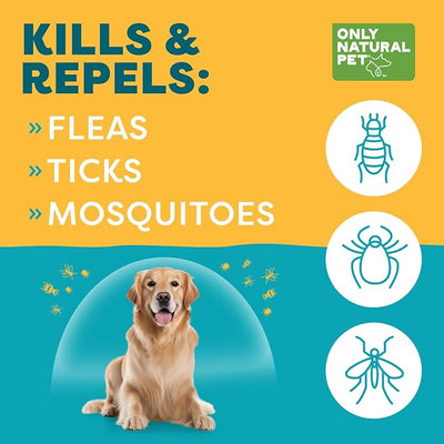 Only Natural Pet Flea and Tick Prevention for Large Breed Dogs (over 40 lbs) - EasyDefense Flea & Tick Herbal Squeeze-On Drops - 3 Month Supply