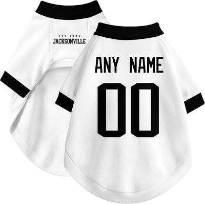 Jacksonville Dog Clothes Jersey Style Personalized Pet T Shirt with Custom Name Number for Small Medium Large Dogs