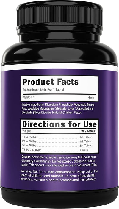 Melatonin for Dogs to Sleep (6mg Dog Sleep Aid) Dog Melatonin for Large Dogs - Help Reduce Stress from Storms, Separation & Anxiety - Puppy Calming Chews - 3rd Party Tested, 120 Chicken Flavor Tablets