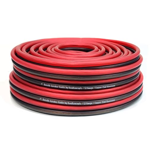 KnuKonceptz Bassik 12 Gauge AWG Speaker Wire Cable with Soft Touch Ultra Flex PVC for Home Theater Speakers and Car Audio - Red/Black 100 Feet