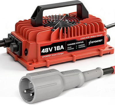 EPOWREY 48 Volt Golf Cart Battery Charger 18 AMP for Club Car Precedent & DS with 3-Pin Round Plug-Lead Acid