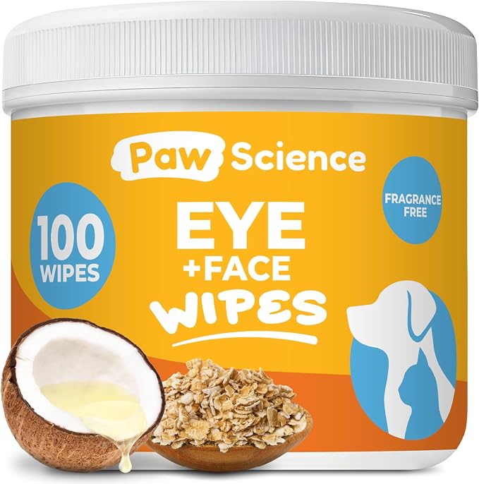 Dog & Cat Eye Wipes (100 Count) Hypoallergenic Eye & Face Wipes for Cats, Dogs - Pet Tear Stain Remover & Cleaner - Cleans & Removes Discharge, Crust, & Gunk (Unscented)