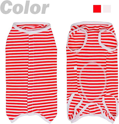 Dog’s Recovery Suit Post Surgery Shirt for Puppy, Wound Protective Clothes for Little Animals(red White Stripe-s)