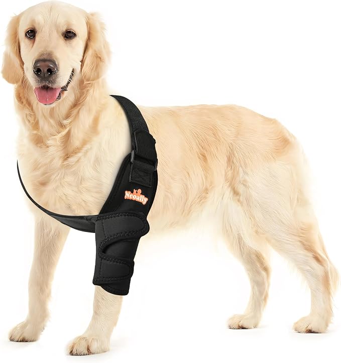 NeoAlly Breathable Dog Elbow Brace Protector Pads for Canine Elbow and Shoulder Support Elbow Hygroma, Dysplasia, Osteoarthritis, Elbow Calluses, Pressure Sores and Shoulder Dislocation (Left Medium)