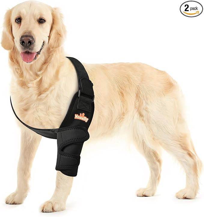 NeoAlly Breathable Dog Elbow Brace Protector Pads for Canine Elbow and Shoulder Support Elbow Hygroma, Dysplasia, Osteoarthritis, Elbow Calluses, Pressure Sores and Shoulder Dislocation (Left Small)