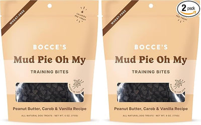 Bocce's Bakery Mud Pie Oh My Training Treats for Dogs,Wheat-Free Dog Treats,Made with Real Ingredients,Baked in The USA,All-Natural&Low Calorie Training Bites,PB,Carob,&Vanilla Recipe,6 oz,(Pack of 2)