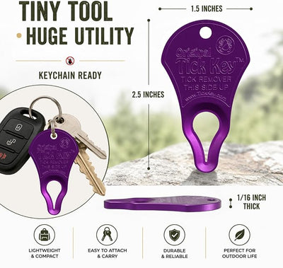 The Original Tick Key - Tick Detaching Device - Portable, Safe and Highly Effective Tick Detaching Tool (Purple)