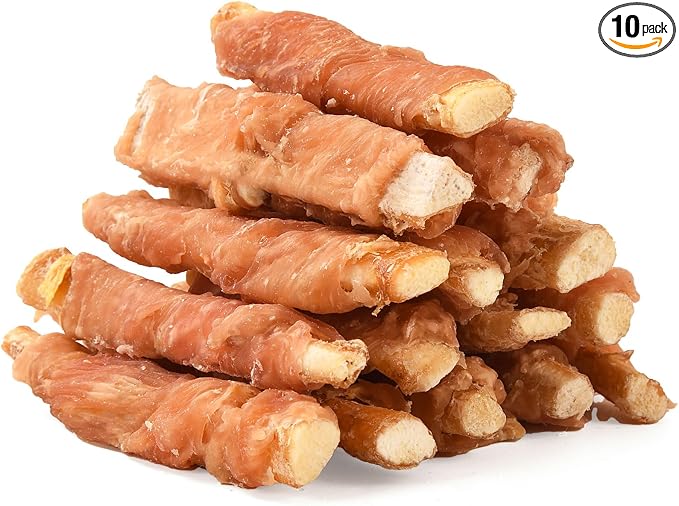 Dog Treats Chews, Chicken Wrapped Beef Cartilage, Rawhide Free & Grain Free Dog Snacks 10.6 oz Each 3–4 in Long