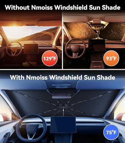 Nmoiss Windshield Sun Shade Umbrella for Honda Accord - [Vinyl Coating Heat Shield] Protect Car from Sun Rays & Heat Damage Keep Cool and Protect Interior, Spring Structure Edge