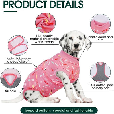 Kuoser Dog Surgery Suit, Comfy Dog Recovery Suit Female Doggie Onesie for Surgery, Post-Op Onesie for Female & Male Dogs, Soft Protective Wear, PinkRibbon XL