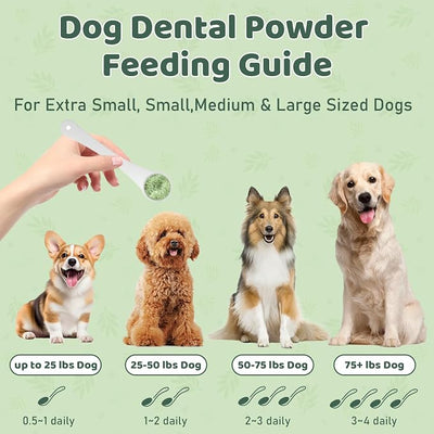 Dog Teeth Cleaning Powder, Dog Dental Powder, Dog Dental Care, Targets Tartar & Bad Breath & Reduces Plaque, Dental Powder for Dog Teeth Cleaning, Green