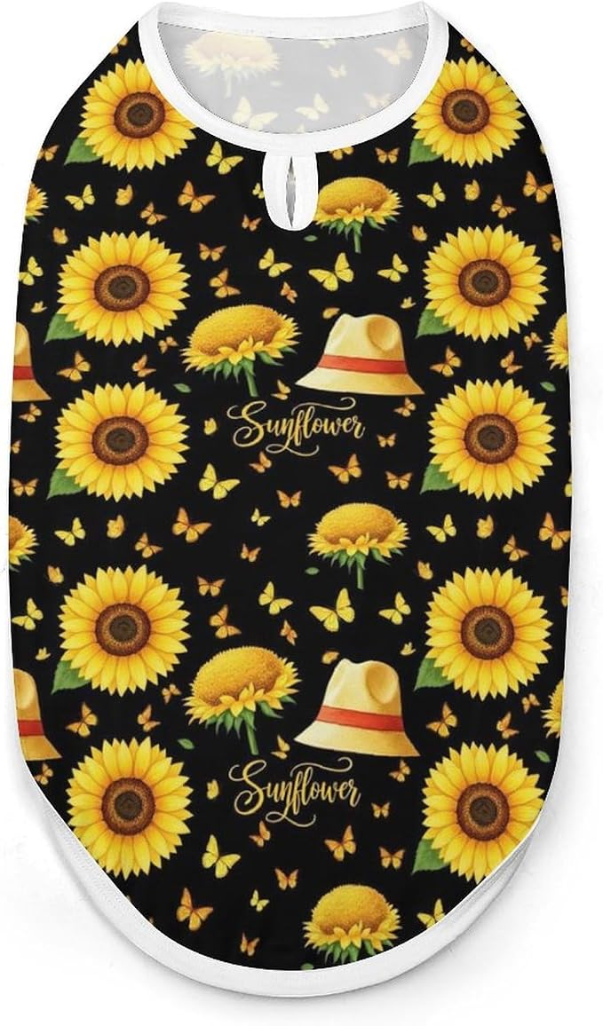 Pet Sleeveless Vest Dog Shirt Beautiful Butterfly Sunflower for Daily Wear Outdoor Activities Small Medium Dogs, Medium