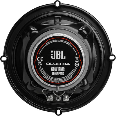 JBL Club 64-6-1/2" (160mm) Two-Way Car Speaker, 60W RMS, 180W Peak, Sensitivity (@ 2.83V): 93dB, Frequency Response: 48Hz – 21kHz, Nominal Impedance: 3.0 ohms
