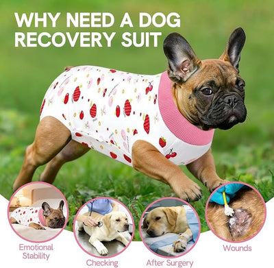SAWMONG Recovery Suit for Dogs After Surgery Professional, Dog Spay Surgical Suit for Female Dogs, Dog Onesie Bodysuit for Surgery Male Substitute E-Collar Cone, Cherry Pink, XXX-Large
