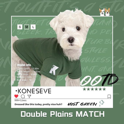 Koneseve Dog Shirt Soft Cotton Stretchy Clothes for Medium Large Dogs 2-Pack Rust & Mist Green 4XL