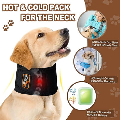 Dog Neck Brace with Hot/Cold Compress, Cervical Spine Support Collar for Dogs with IVDD, Neck Pain, Injury & Post-Surgery Recovery(S)