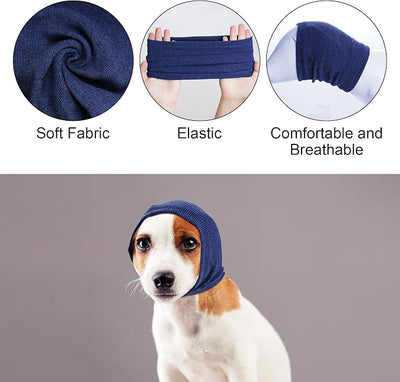 Quiet Ears for Dogs, Rbenxia 1 Piece Dog Ear Cover Hoodies Dog Ear Muffs Headband Noise Ear Protection Warm Winter Ear Scarf (Blue, Medium)