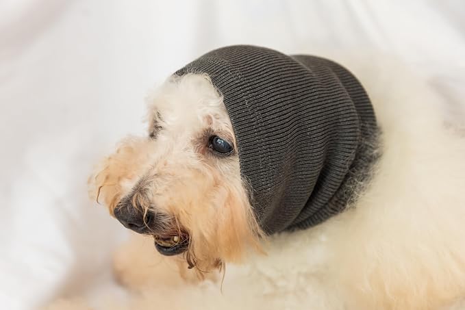 Dog Hematoma Ear Wrap,Pet Ear Head Wrap Anxiety Relief – Noise Canceling for Fireworks, Thunderstorms, Pet Grooming & Force Drying(Grey M)