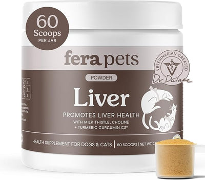 Fera Pets Cat & Dog Liver Supplement Powder with Milk Thistle - 60 Scoops
