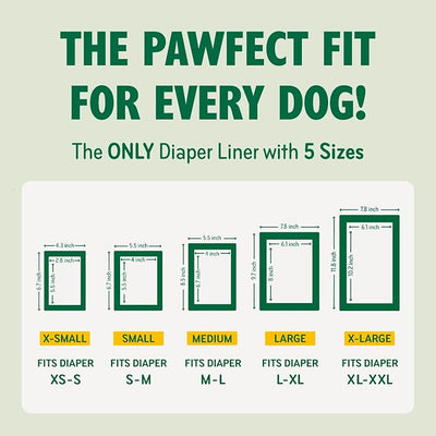 PAWPANG Disposable Dog Diaper Liners l Trial Pack (25 Count), Absorbent Inserts with Odor Control for Reusable Dog Diapers & Belly Bands (Large)