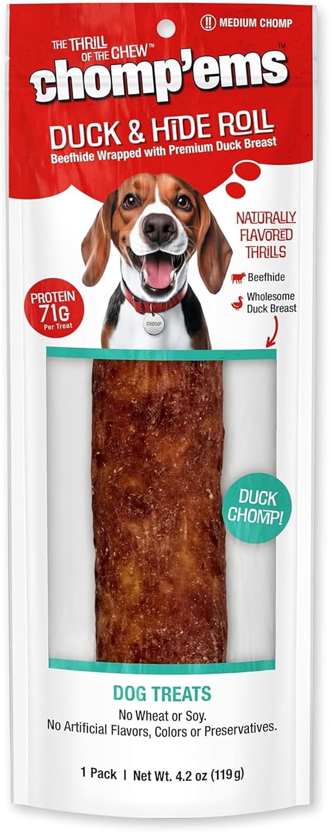 Chomp’ems Premium Beefhide Chew for Dogs, 1 Chew
