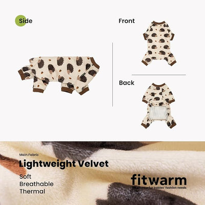 Fitwarm Funny Hedgehog Dog Pajamas, Warm Winter Dog Clothes for Small Dogs Boy Girl, Cozy Pet Onesie with Feet, Beige, Brown, Medium